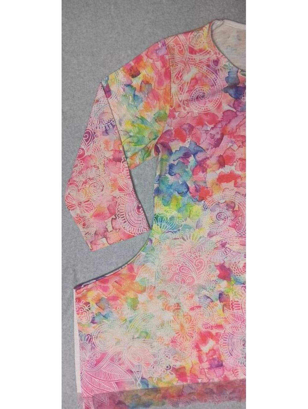 Indigo Soul Asymmetrical Blouse Top Womens Size Large Multicolor Paisley Design - Picture 10 of 12